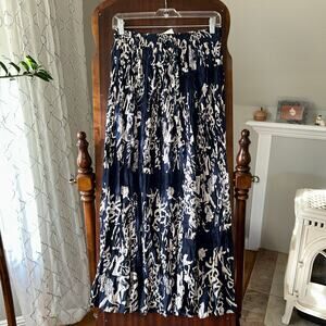 NWT Vintage Lotus blue Ribbon Maxi Skirt Floral Boho Festival Peasant Patchwork